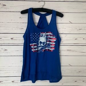 🖤Sold🖤Freedom blue racer back tank top with sk